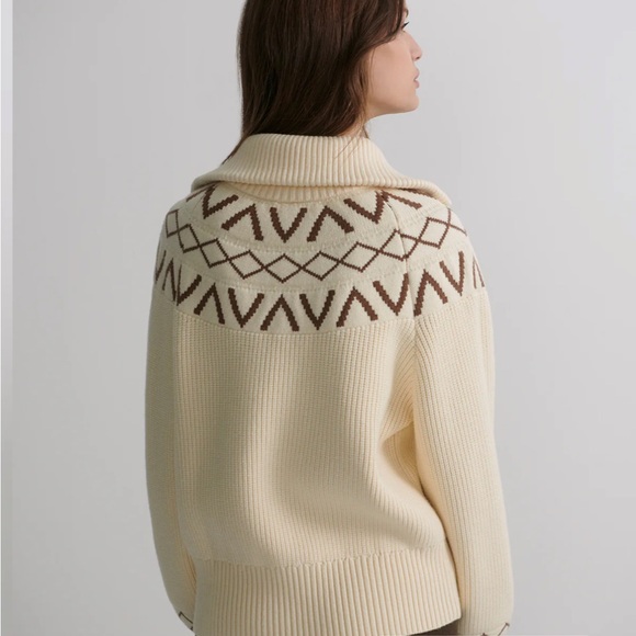 Varley Cream and Brown Turtleneck Sweater - Picture 5 of 16